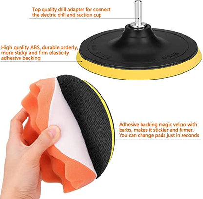 5 Inch Buffing and Polishing Pad Kit 11 PCS with Drill Adapter - size: 5Inch-11PCS