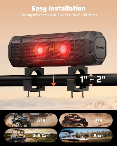 Ehaho 17-Inch UTV Sound Bar, 4-Speaker Bluetooth Golf Cart Speakers [RGB & Strobe Light] IP66 Waterproof ATV Speaker System, SXS SoundBar Compatible with Polaris RZR, CFmoto, Can-Am - size: 17IN