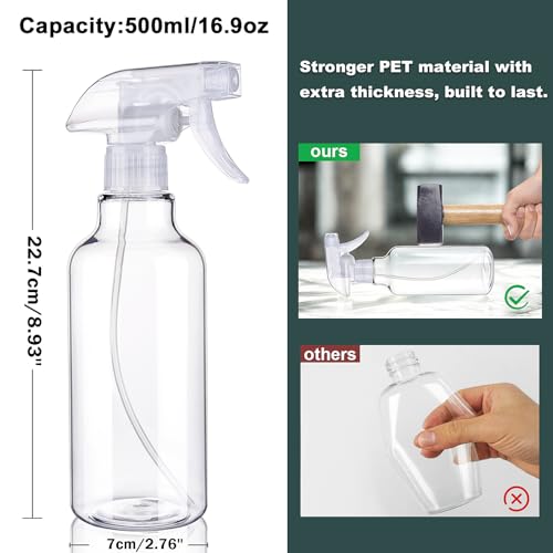 Spray Bottles 16.9oz Plastic Spray Bottle for Hair Mist/Stream Heavy Duty Empty Spray Bottles for Cleaning Solutions, Plants (16.9oz-Clear) - color: 16.9oz-Clear