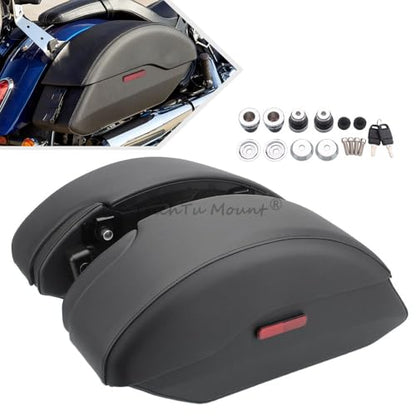 Motorcycle Quick Release Semi-Rigid Saddlebags W/Reflectors & Mounting Spools Fits for Indian Scout Sixty ABS, Scout ABS, Scout Sixty,Pair,Black