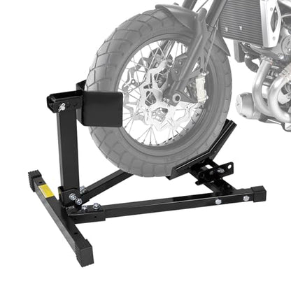 Motorcycle Wheel Chock, Motorcycle Front Tire Chock, 1500 lbs Heavy Duty Wheel Stand for 17"- 21" Wheels, Adjustable Detachable Motorbike Front Wheel Stand for Trailer(Black) - size: 1500lbs for 17"-21" Wheels（triangle）