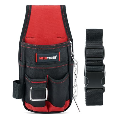 MELOTOUGH Pocket Tool Pouch Tool Belt Pouches with Belt Clip Utility Mini Tool Organizer Pouch for Electrician,Carpenter,Construction,Technician - color: Red