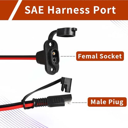 2-Pack SAE Quick Connect Harness ，1FT 12AWG Waterproof SAE Extension Cord Connector Plug ，for Automotive/Solar/Battery Chargers - size: 2-Pack/Rectangle