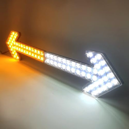 CFLMYYXGS 12V-24V Waterproof Vehicle Amber/White LED Lights Arrow Pilot Light Signal Light Watering Cart Sweeper Work Car Construction Vehicle LED Pilot Light Wrecker Indicator Light bar - color: Amber-White
