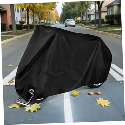 Motorcycle Cover XL Portable Tarpaulin Protective Bag for All Weather Sunscreen Dust Protection with Lockhole Essential Gear for Motorcycle Enthusiasts Black