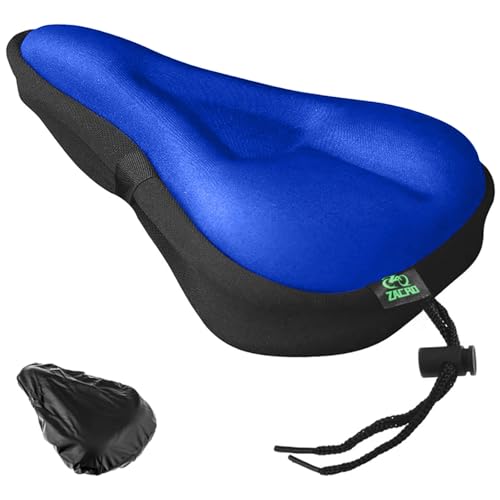 Zacro Bike Seat Cushion - Gel Padded Bike Seat Cover for Men Women Comfort, Extra Soft Exercise Bicycle Seat Compatible with Peloton, Outdoor & Indoor Bike Saddles - color: Blue, style: Small