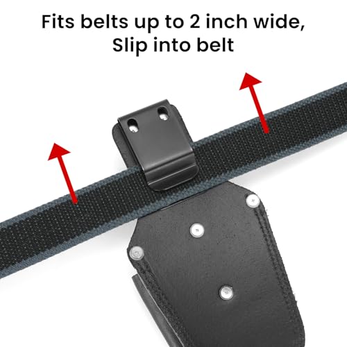 Small Tool Pouch, Genuine Leather Electrician Tool Pouch | 7 Pockets with Metal Tape Chain, Reinforced Rivets, Convenient & Quick Tool Access