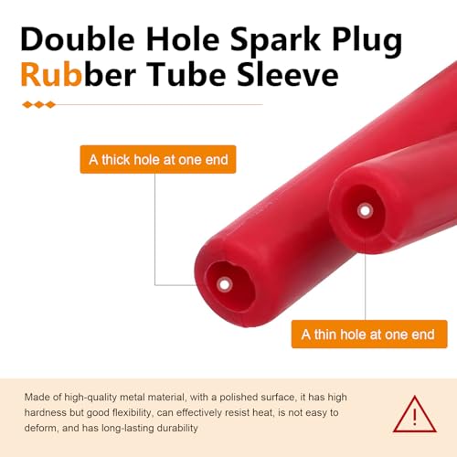 Universal Car Spark Plug Socket, Flexible Rubber Spark Plug Puller with Double-ended Sleeve, Reusable Removal & Installation Stick, Portable Tool for Cars Motorcycles (Red)
