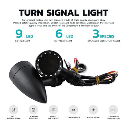 Rich Choices 2pcs Black 15 LED Motorcycle Stop Brake Running Turn Signal Indicator Amber Lights Compatible with Street Bike Chopper dirt bike scooter Cafe Racer (Black-Amber&Red Light) - color: Black-Amber&Red Light