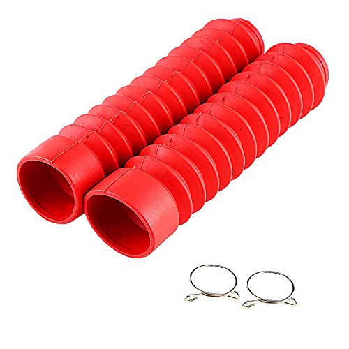 KIMISS 205x42mm Motorcycle Front Fork Cover Gaiters Boots Shock Damping Dust Cover(Red) - color: Red