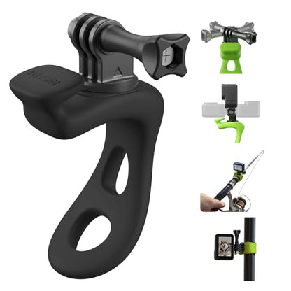 TELESIN Camera Flexible Mount 360 Strap Mount Wrap Band for DJI Action 6 5 Pro 4/3 Go Pro Mission 1 PRO Hero13/12 AKASO/Insta360 Bike Motorcycle Handlebar Roll Bar Tube Clip Holder Attach Accessories - color: Black