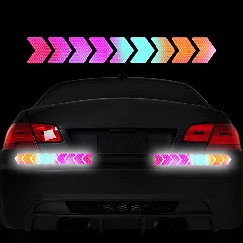Bicycle Stickers Rainbow Car Decals Reflective Rim Tape for Bikes Pink Rims for Cars,Bike,Skateboard, Motorcycle Nighty Safety Warning Sticker (42 Pcs for Car Body) - style: 42 Pcs for Car Body