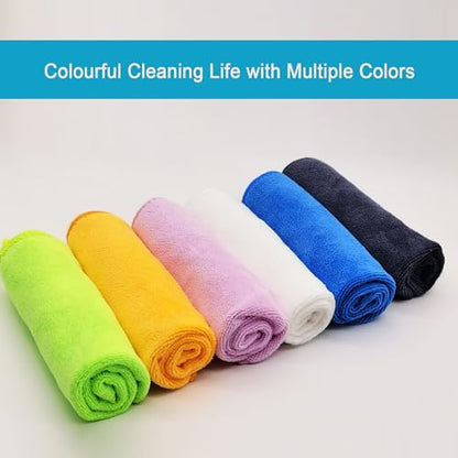 Microfiber Cloth 6Pack Cleaning Rags Absorbant Lint Free Cloth for House, Kitchen, Car, Glass, Stainless Steel, Window, Boat Cleaner-12''x 12''-Purple - color: Purple