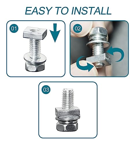 12 PCS Bolts and Nuts Kit, Motorcycle Battery Bolts and Nuts, M6x16MM Motorcycle Battery Screw and Nut, Battery Terminal Bolts and Nuts Carbon Steel - size: M6x16MM (12PCS)