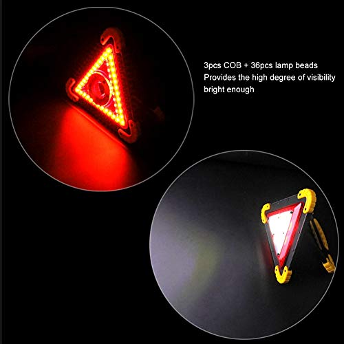 Dioche Warning Triangle, Car Triangle Warning Sign Car Emergency Breakdown Folding Warning Sign Roadside Safety Parking Board with Red LED Warning Light
