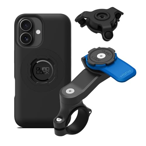 Quad Lock Motorcycle Handlebar Mount Kit with Vibration Dampener and MAG Phone Case for iPhone 16 - size: iPhone 16