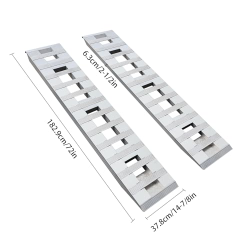 2pcs 6800lbs 6 ft x 15" Aluminum Trailer Ramps with Top Hook Attaching End & Crossbar Anti-Slip Truck Car Auto Ramp Universal Loading Ramps for Motorcycle, ATV, Bike, Lawn Mower - size: 15”W x 72”L