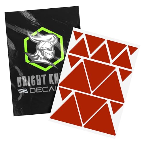 BRIGHT KNIGHT DECALS Reflective Stickers, 17pc Triangle Kit, Reflective Tape Outdoor Waterproof Motorcycle Helmet Stickers for Bikes, Scooters, and Hard Hats, Night Safety High Visibility - color: Red