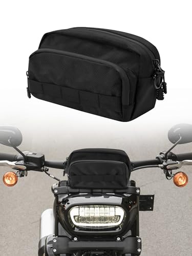 Nilkatss Motorcycle Handlebar Bag, Black Storage Tool Bag, Universal Fit for Cruiser, Sportster, Dirt Bike, Bicycle