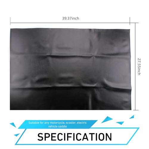 Motorcycle Seat Cover, 39" x 27" Cuttable Anti-scratch Protector, High Elasticity Fine Grain PVC Leather Cover, Universal Exterior Accessory for Most Ebikes Scooters Motorcycles (Black)