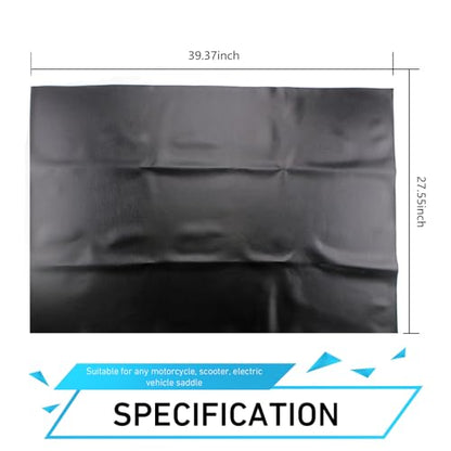 Motorcycle Seat Cover, 39" x 27" Cuttable Anti-scratch Protector, High Elasticity Fine Grain PVC Leather Cover, Universal Exterior Accessory for Most Ebikes Scooters Motorcycles (Black)
