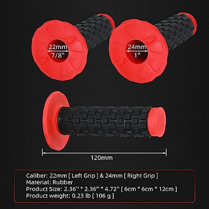 2pcs 7/8" Universal Motorcycle Hand Bar Grips Pillow Grip Anti-Slip Rubber Racing Grip for Dirt Bike Motocross CR80R/85R, CRF150R, CR125R/250R, CRF450R（Red）