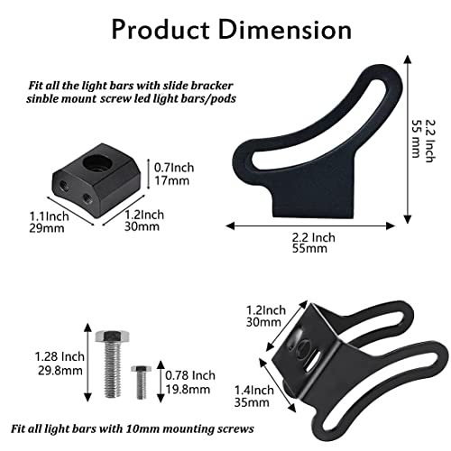 LED Light Bar Base Mounting Bracket Universal Adjustable Slide Mounting Brackets 2PCS Side Bracket Kit for Most Straight or Curved Light Bars from 4 inch up to 52 inch(Pack of 2) - size: Light Bar Adjust Bracket-Base