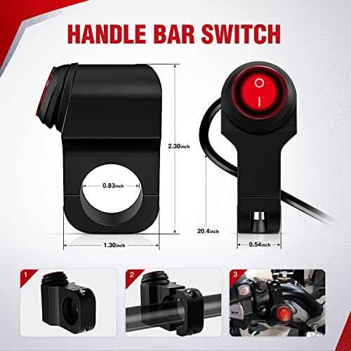 Nilight Motorcycle Handlebar Switch Plug and Play 12V ATV Light Push Button Waterproof ON Off Switches for UTV Driving Lights- Fits 7/8" Handlebars (22mm) - color: Motorcycle Handlebar Switch