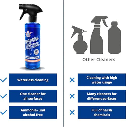 Shinykings Wash&Shine 66 WATERLESS Motorcycle Cleaner | Made in USA | Ultra Shine Effect | Detailing Wash Spray for All Surfaces | 16 fl.oz - size: 16 Fl Oz (Pack of 1)