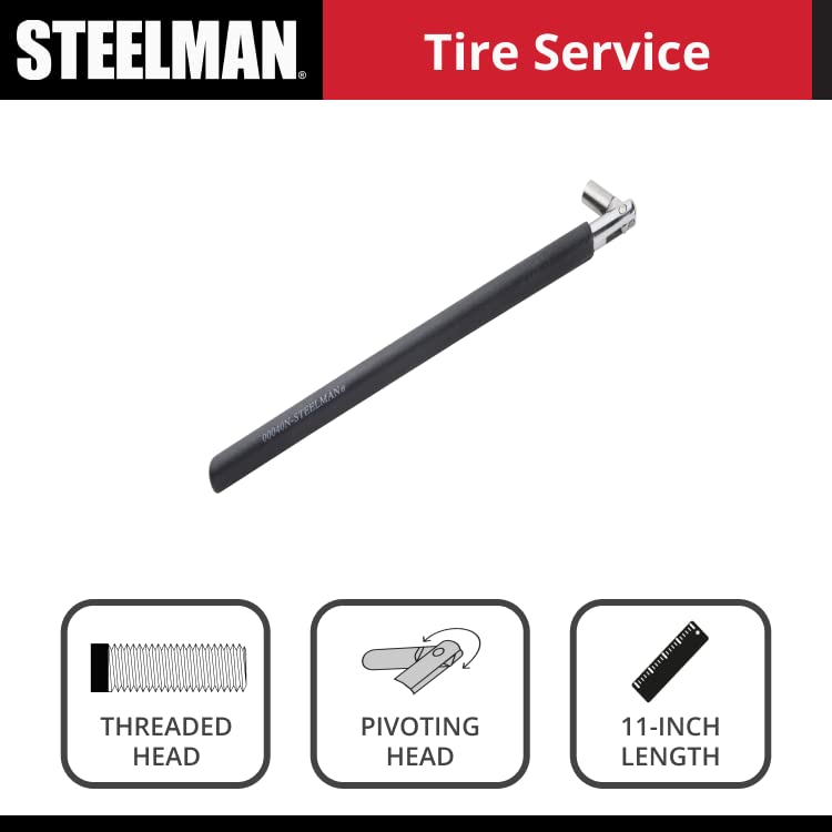 Steelman Valve Stem Puller and Installer Tire Maintenance Tool, Threaded Head, Pivoting Head, Nylon-Coated Steel 11-inch Handle - style: Nylon Housing