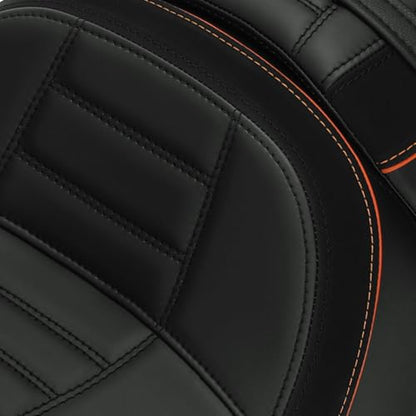 C.C. RIDER Low-Profile Rider&Passenger Seat Fit for Harley Touring 2023-2025 CVO Street Glide FLHXSE CVO Road Glide FLTRXSE 2024-2025 Street Glide FLHX Road Glide FLTRX FLTRXSTSE - size: 01# Black+ Orange Stitchs