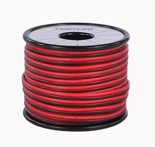TUOFENG 18 AWG Silicone Wire 2 Conductor Parallel Wire (Black 66ft Red 66ft) Flexible Stranded Wire Electronic Hook up Wires - size: 18 AWG 2 Parallel Wire 66ft