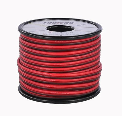 TUOFENG 18 AWG Silicone Wire 2 Conductor Parallel Wire (Black 66ft Red 66ft) Flexible Stranded Wire Electronic Hook up Wires - size: 18 AWG 2 Parallel Wire 66ft
