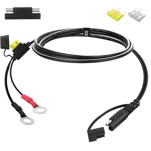 3FT 14AWG Ring Terminal to SAE Harness Quick Connect/Disconnect Assembly, 20A Fuse