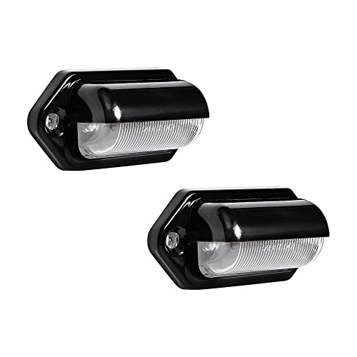 True Mods 2pc Black Boat Trailer LED License Plate Lights [DOT FMVSS 108] [SAE L] [Surface Mount] [Waterproof] [12V DC] Universal Courtesy Step Tag Lamp for Auto Work Utility Flatbed Semi Truck RV - color: Black, size: 2 Pack