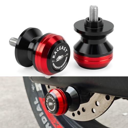 M8 Swingarm Spools Sliders Stand Compatible with CBR600RR 1000RR Z650 Z900 ZX4RR ZX6R GSX-R 600 GSXR750 GSXR1000 8MM CNC Aluminum Rear Swing Arm Spool Slider (Red - M8) - color: Red - M8