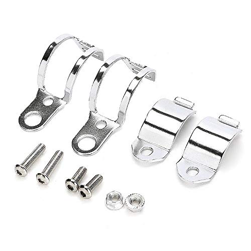 1pair Metal Motorcycle Modified Turn Signal Light Indicator Mount Bracket Clamp 30-45mm (Chrome) - color: White