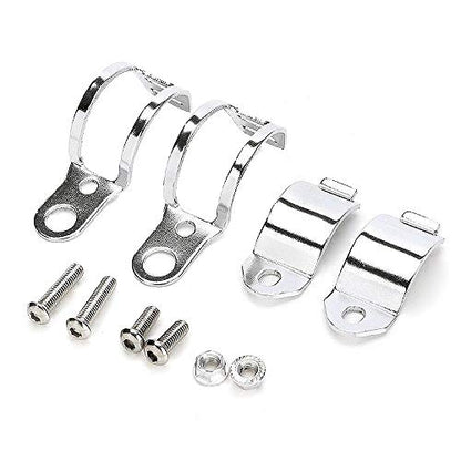 1pair Metal Motorcycle Modified Turn Signal Light Indicator Mount Bracket Clamp 30-45mm (Chrome) - color: White