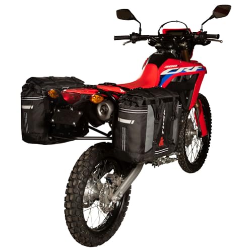 TUSK Pannier Racks With Olympus Pannier Bags Black/Grey For HONDA CRF300L Rally 2021-2023