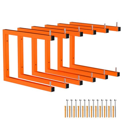 6 Pack Lumber Storage Rack | Wall-Mounted Wood Storage | 6-Tier Heavy-Duty Lumber Rack | 1320 lb Capacity Garage Metal Wood Organizer | Indoor/Outdoor Use (6 Pack-6 Level) - size: 6 Pack-6 Level