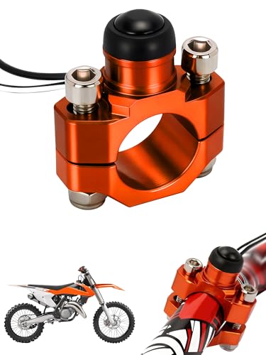 JFG RACING CNC Dirt Bike Engine Stop Start Kill Switch Button CNC with Mounting Backplate Universal for SX XCF SXF EXC EXCF XC 125 150 250 350 450 - Orange - color: Orange, size: Medium