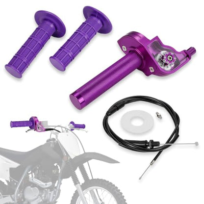 Motorcycle Twist Throttle 7/8" 22mm with Handle Grip Throttle Cable CNC Assembly Universal for CRF KLX SSR TTR DRZ CT200U 125 150 200 250cc Dirt Pit Bike ATV Mini Bike Purple - color: purple