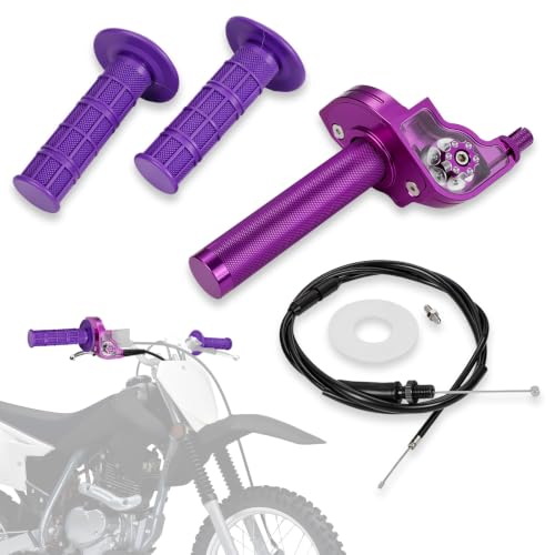 Motorcycle Twist Throttle 7/8" 22mm with Handle Grip Throttle Cable CNC Assembly Universal for CRF KLX SSR TTR DRZ CT200U 125 150 200 250cc Dirt Pit Bike ATV Mini Bike Purple - color: purple