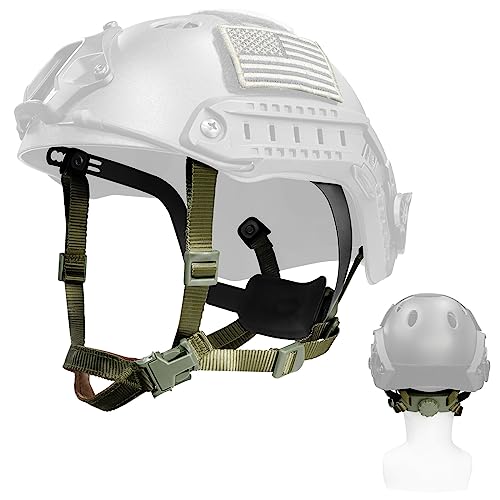 Tactical Helmet Chin Strap Adjustable Dial 4 Points Suspension System with Bolts and Screws for Tactical Fast MICH Bump Helmet Accessory - color: Style 2-Green