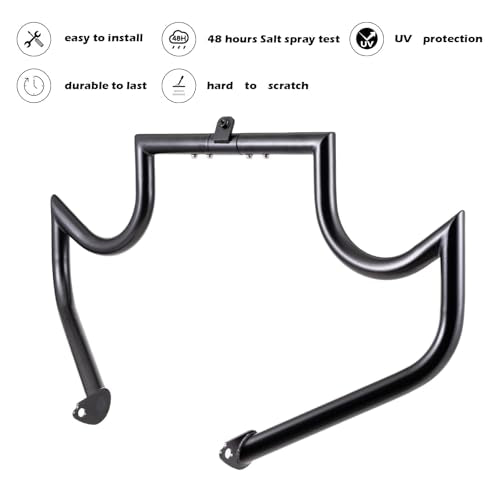Kinglemc Crash Bar Engine Guard Highway Bar for Harley Davidson Touring Road King Street Glide Electra Glide CVO and Trike Models 97-08 (Mustache Black) - color: Black-C