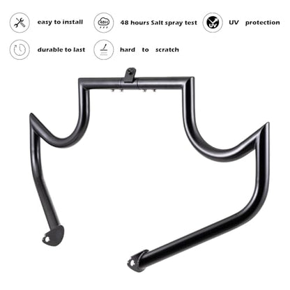 Kinglemc Crash Bar Engine Guard Highway Bar for Harley Davidson Touring Road King Street Glide Electra Glide CVO and Trike Models 97-08 (Mustache Black) - color: Black-C
