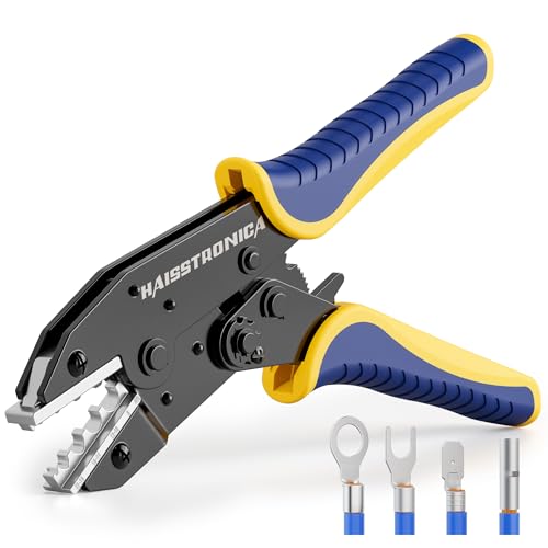 haisstronica Crimping Tool for Non-Insulated Terminal,AWG 22-8 Ratchet Wire Crimper Tool,Wire Terminal Crimper HS-7327