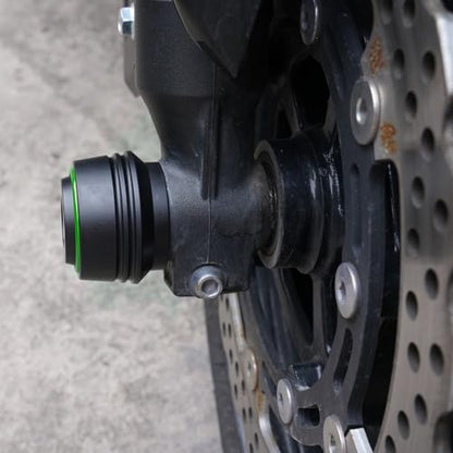 Compatible with ZX-6 ZX6R 2010-2024 2025 2026 Motorcycle Front Wheel Axle Crash Protector Pad Rear Swingarm Spools Slider Stand Accessories (Green) - color: Green