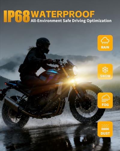 2 PCS Motorcycle LED Light Auxiliary Driving Spotlights, White/Amber Strobe Lights with 6 Modes, 6000K Offroad Work Lights for Motorcycle Car ATV UTV Je-ep Truck - size: Bird-Eye