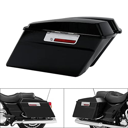 TCMT Hard Saddle bags Saddlebag Trunk Fits For Harley Touring Road King Road Street Glide Ultra Classic FLHT FLHR FLHX 1994-2013 - color: Vivid Black chrome Latches(No Liner)